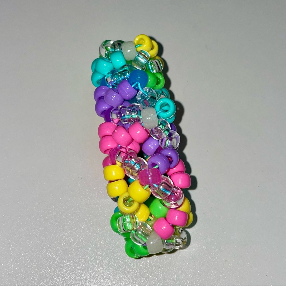 Kandi Rave Bracelet | neon rainbow (UV reactive, glow in the dark) - Picture 7 of 7
